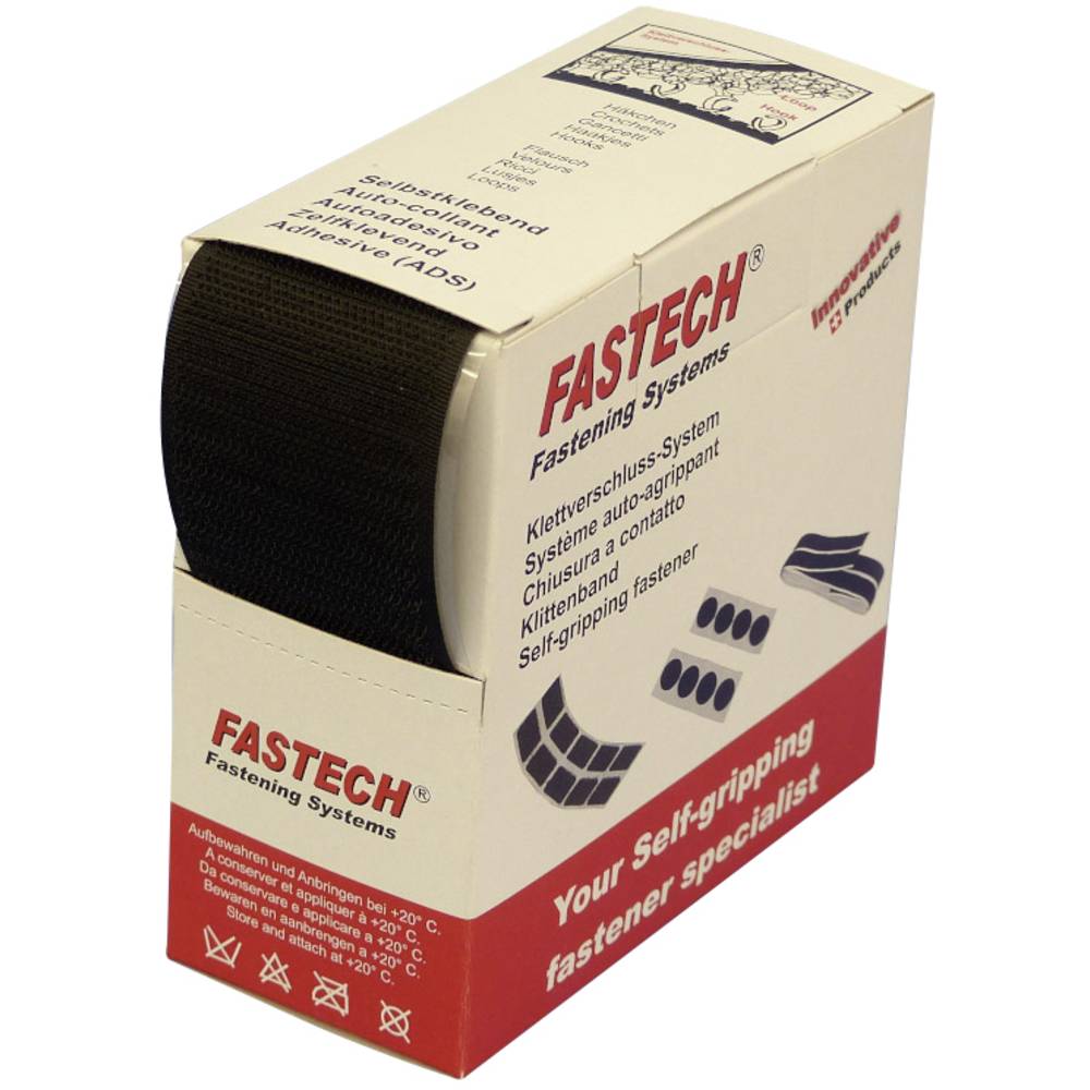 FASTECH B50-SK-H-999905 Klittenband Om vast te plakken Hotmelt Haakdeel (l x b) 5 m x 50 mm Zwart 5 m