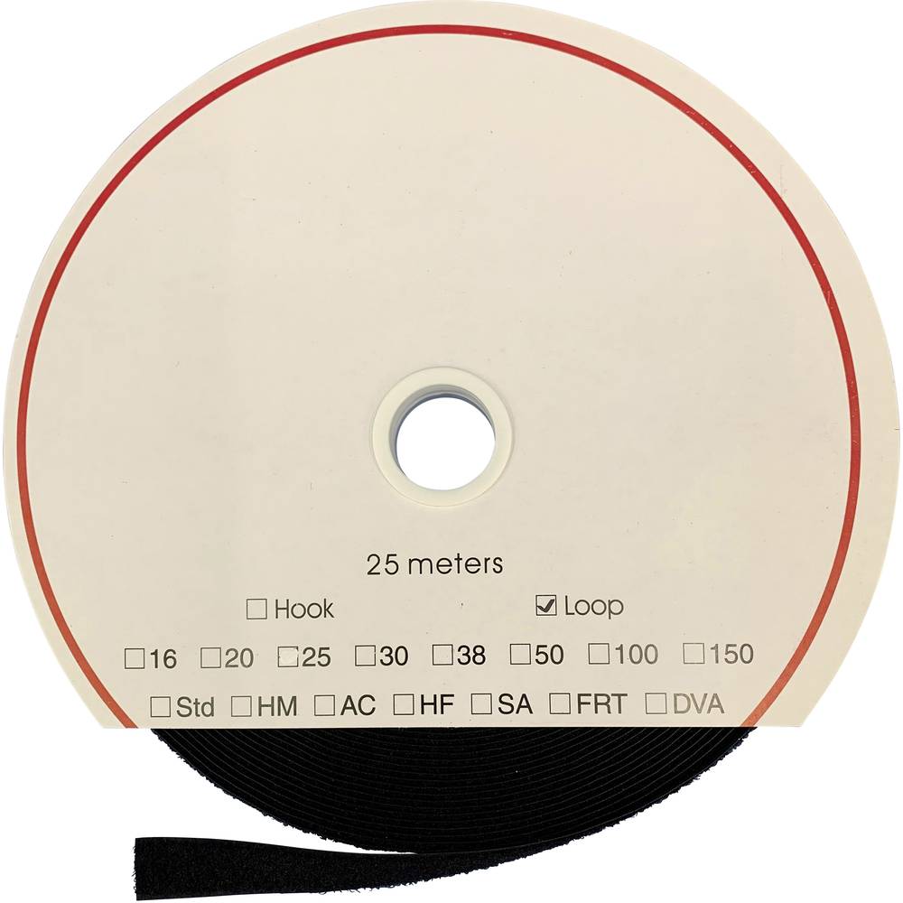 FASTECH T0202599990225 Klittenband Om vast te plakken Acrylaat Lusdeel (l x b) 25000 mm x 25 mm Zwart 25 m