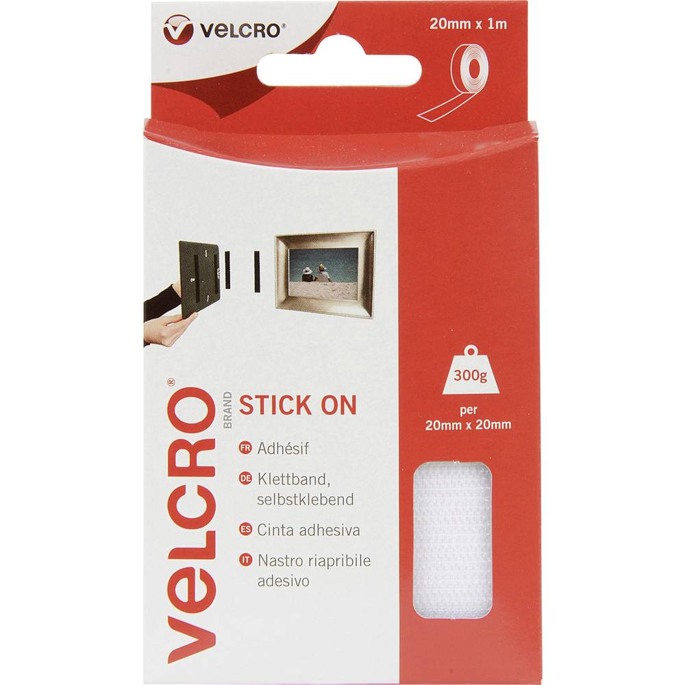 VELCRO VEL-EC60210 Klittenband Om vast te plakken Haak- en lusdeel (l x b) 1000 mm x 20 mm Wit 1 m