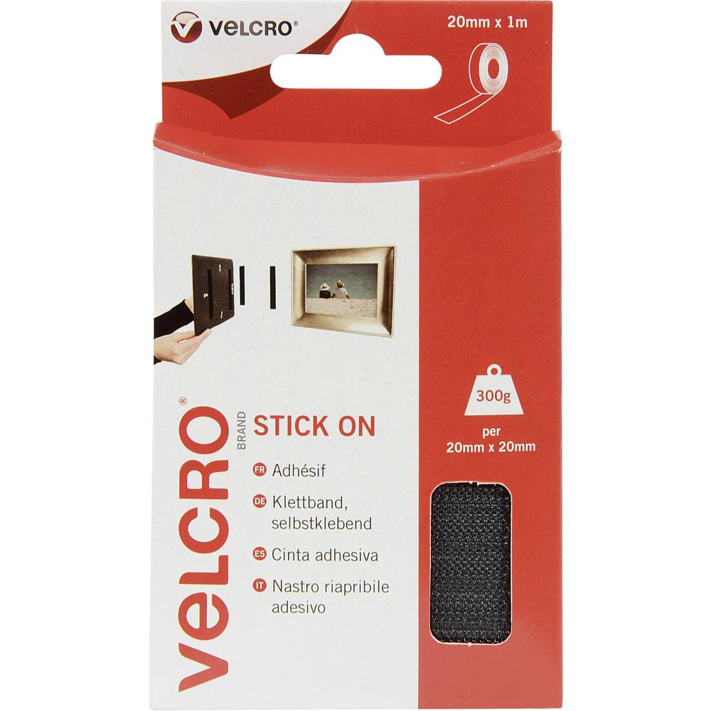 VELCRO VEL-EC60211 Klittenband Om vast te plakken Haak- en lusdeel (l x b) 1000 mm x 20 mm Zwart 1 m