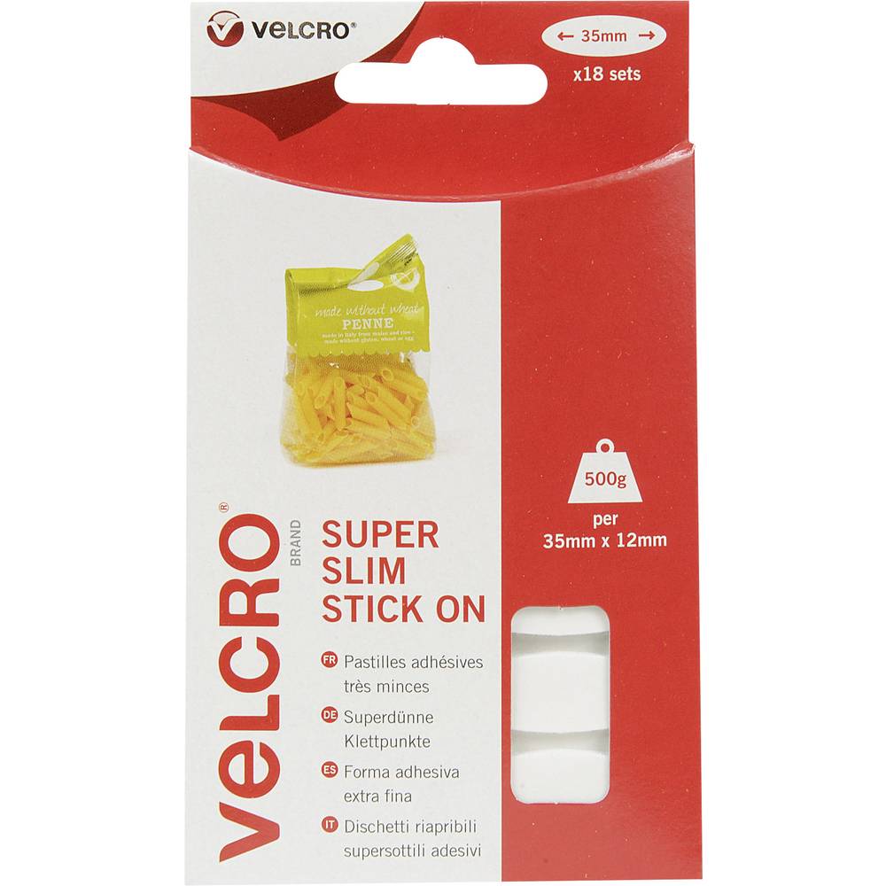 VELCRO VEL-EC60212 Klittenband ellips Om vast te plakken Haak- en lusdeel (l x b) 35 mm x 12 mm Wit 18 stuk(s)