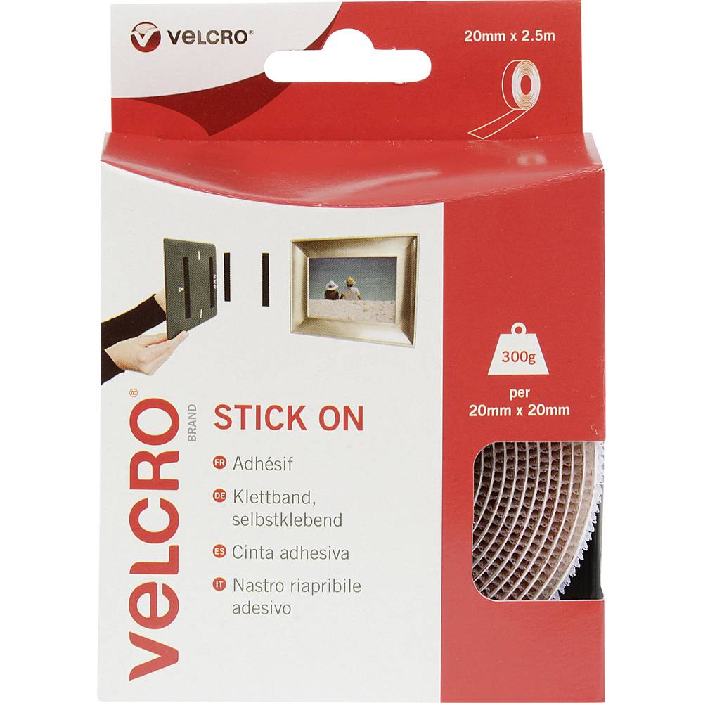 VELCRO VEL-EC60214 Klittenband Om vast te plakken Haak- en lusdeel (l x b) 2500 mm x 20 mm Wit 2.5 m