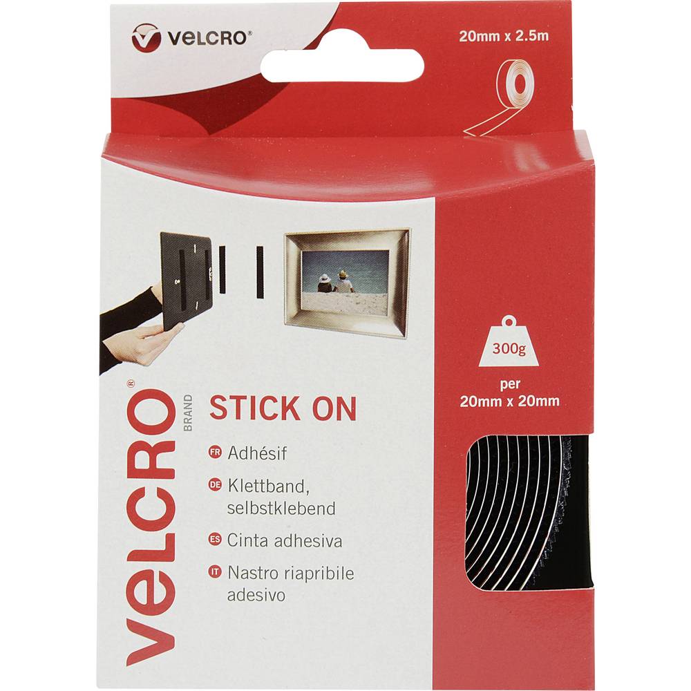 VELCRO VEL-EC60215 Klittenband Om vast te plakken Haak- en lusdeel (l x b) 2500 mm x 20 mm Zwart 2.5 m