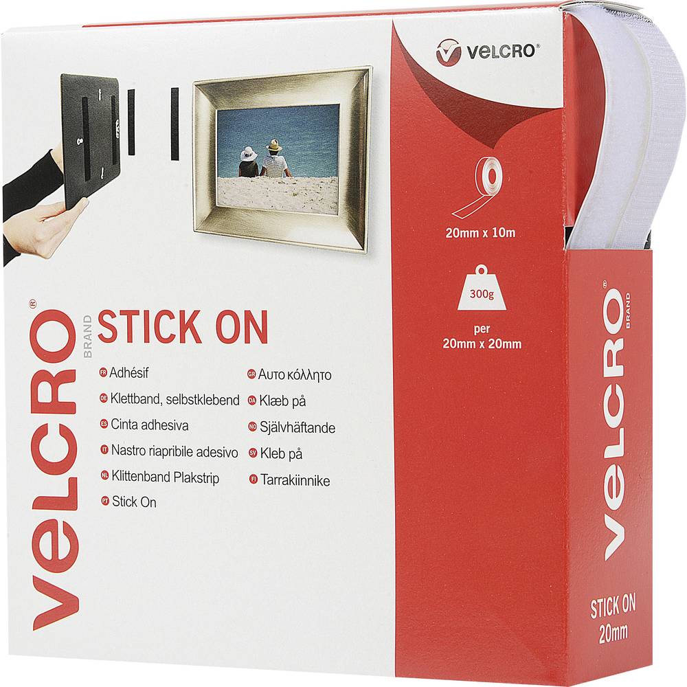 VELCRO VEL-EC60219 Klittenband Om vast te plakken Haak- en lusdeel (l x b) 10000 mm x 20 mm Wit 10 m