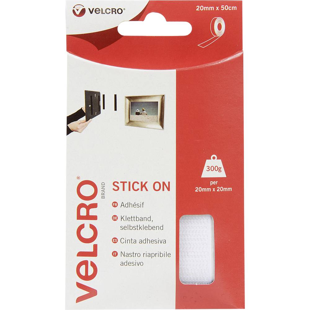 VELCRO VEL-EC60224 Klittenband Om vast te plakken Haak- en lusdeel (l x b) 500 mm x 20 mm Wit 0.5 m