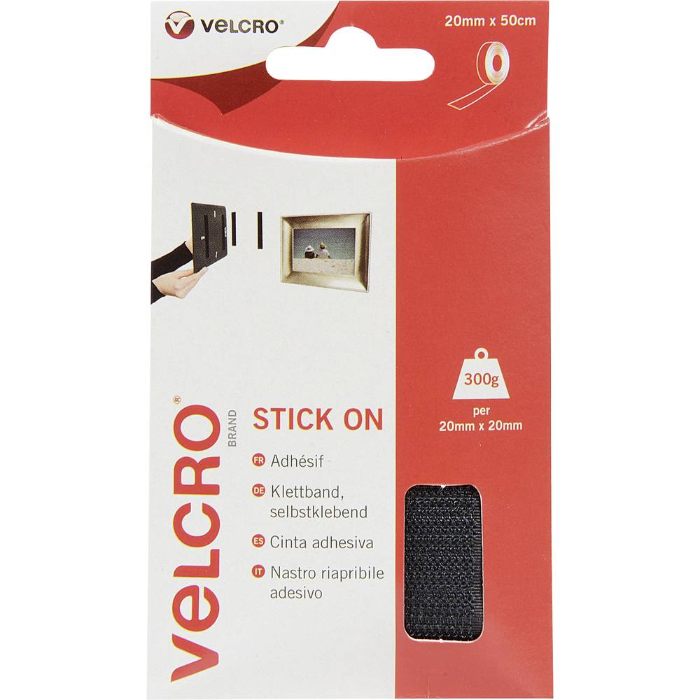 VELCRO VEL-EC60225 Klittenband Om vast te plakken Haak- en lusdeel (l x b) 500 mm x 20 mm Zwart 0.5 m