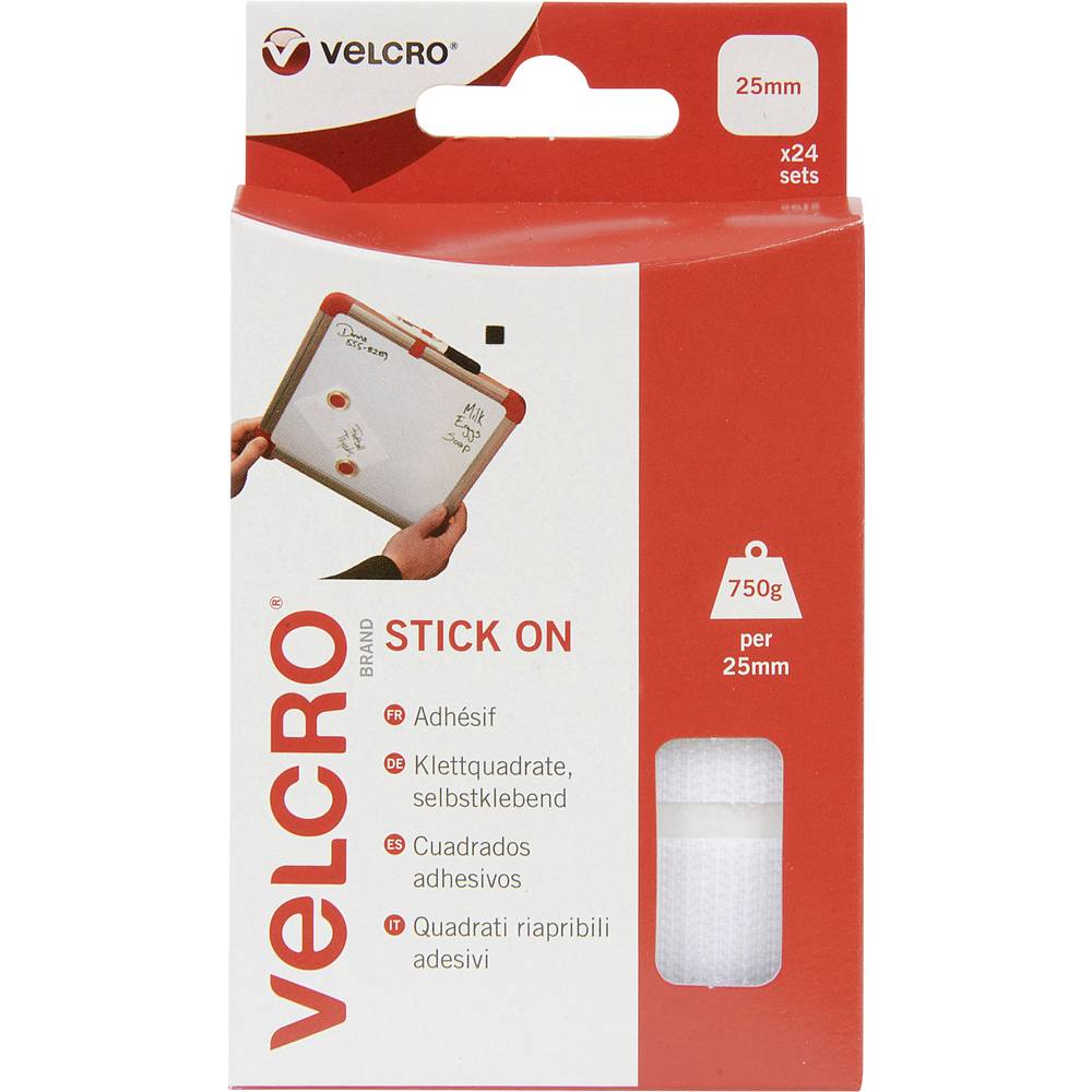 VELCRO VEL-EC60235 Klittenband vierkanten Om vast te plakken Haak- en lusdeel (l x b) 25 mm x 25 mm Wit 24 paar