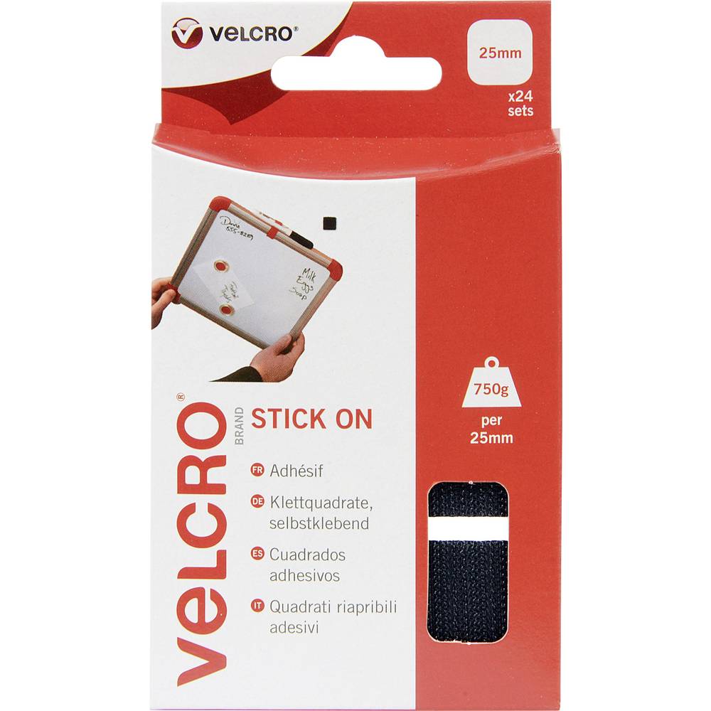 VELCRO VEL-EC60236 Klittenband vierkanten Om vast te plakken Haak- en lusdeel (l x b) 25 mm x 25 mm Zwart 24 paar