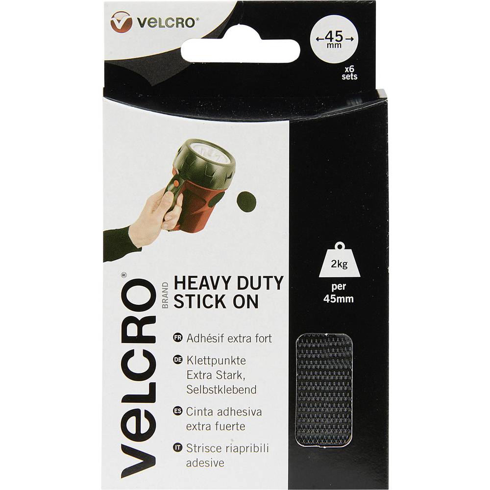 VELCRO Klittenband punten Om vast te plakken Haak- en lusdeel, Extra sterk (Ø) 45 mm Zwart 12 stuk(s)