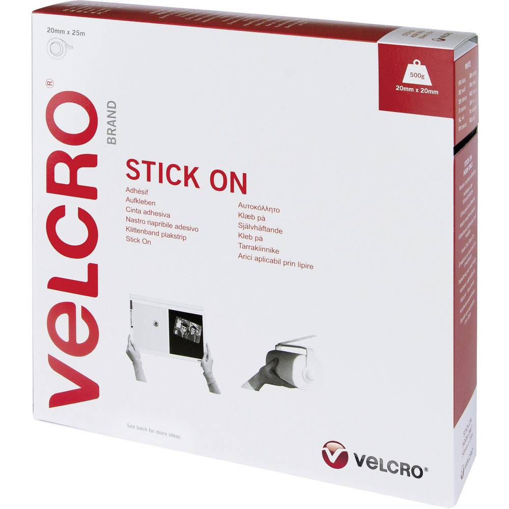 VELCRO VEL-EC60354 Klittenband Om vast te plakken Haak- en lusdeel (l x b) 25000 mm x 20 mm Wit 25 m