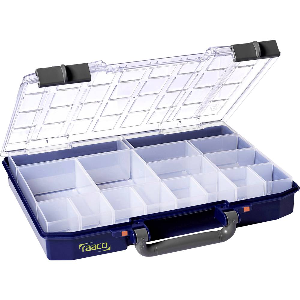 Raaco CarryLite 55 4x8-16 Assortimentskoffer (l x b x h) 278 x 337 x 57 mm Aantal vakken: 16 Inhoud 1 stuk(s)