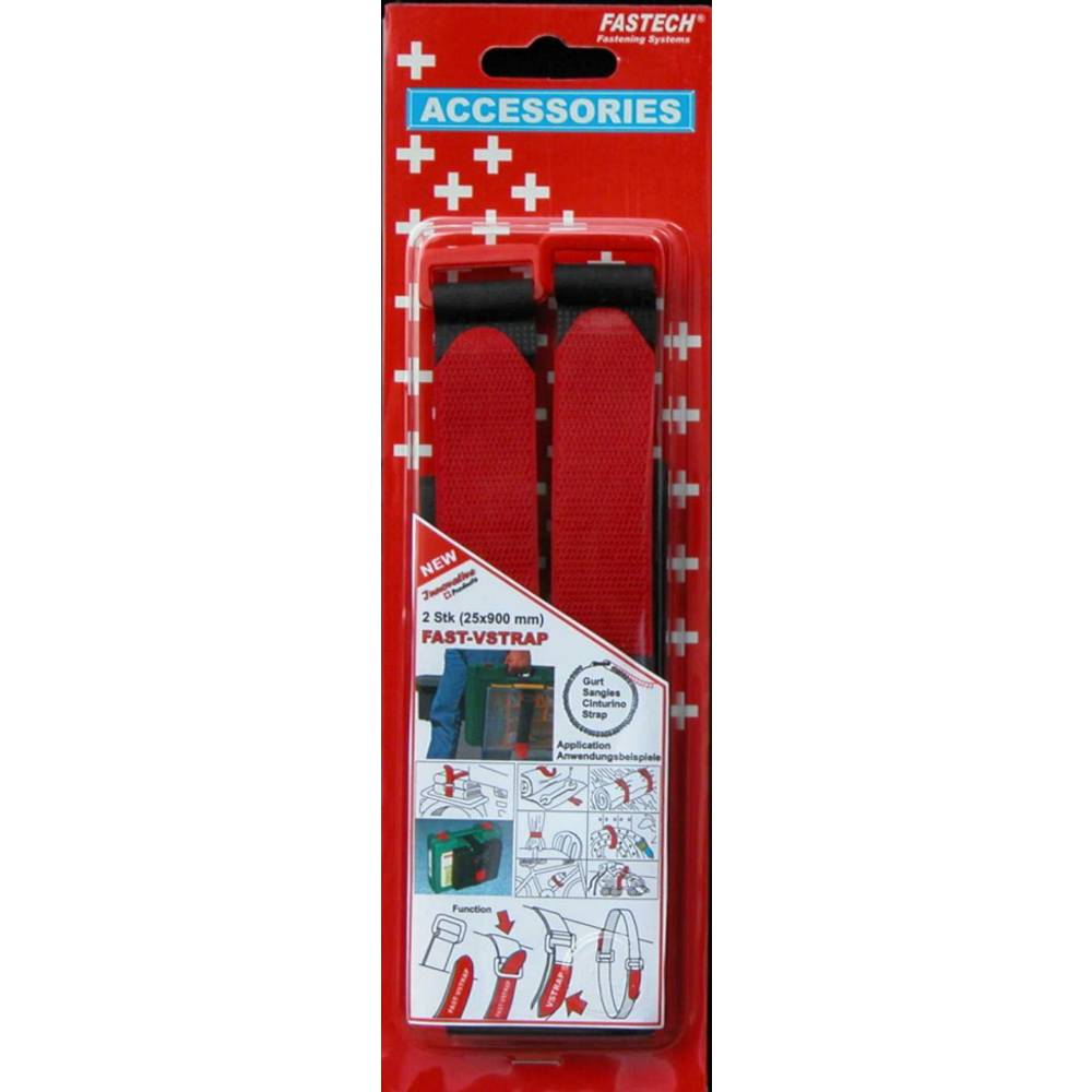 FASTECH 689-330C Klittenband Met riem Haak- en lusdeel (l x b) 900 mm x 25 mm Zwart, Rood 2 stuk(s)