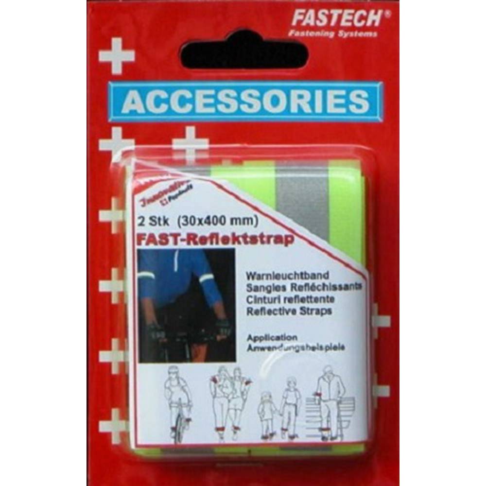 FASTECH 788-777KC Klittenband Met reflector, Om op te naaien Haak- en lusdeel (l x b) 400 mm x 30 mm Neon-geel 2 stuk(s)