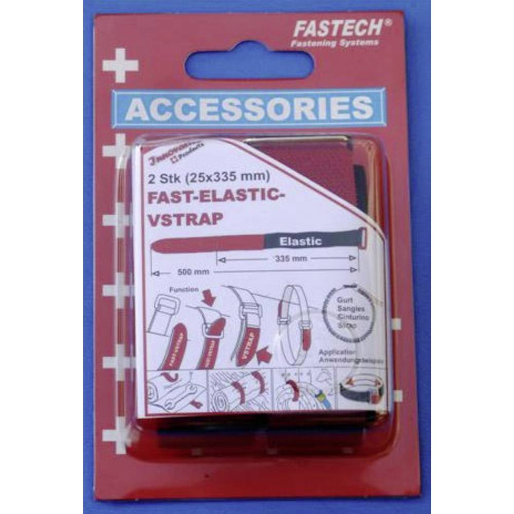 FASTECH 924-330C Klittenband Met riem Haak- en lusdeel (l x b) 335 mm x 25 mm Zwart, Rood 2 stuk(s)