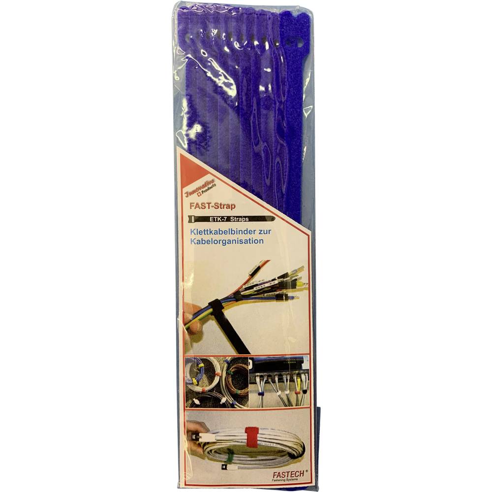 FASTECH E7-2-131-B10 Klittenband kabelbinder Om te bundelen Haak- en lusdeel (l x b) 200 mm x 7 mm Blauw 10 stuk(s)