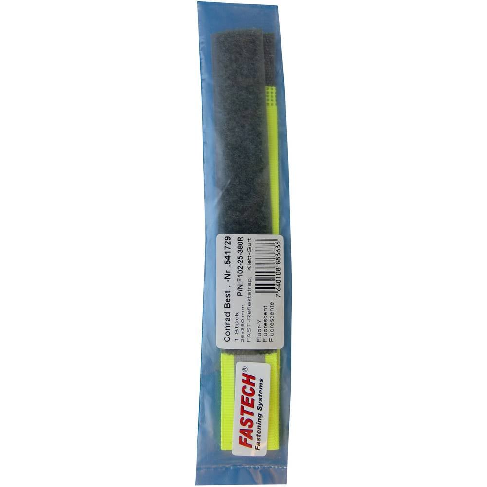 FASTECH F102-25-380R Klittenband Met reflector, Om op te naaien Haak- en lusdeel (l x b) 380 mm x 25 mm Neon-geel 1 stuk(s)