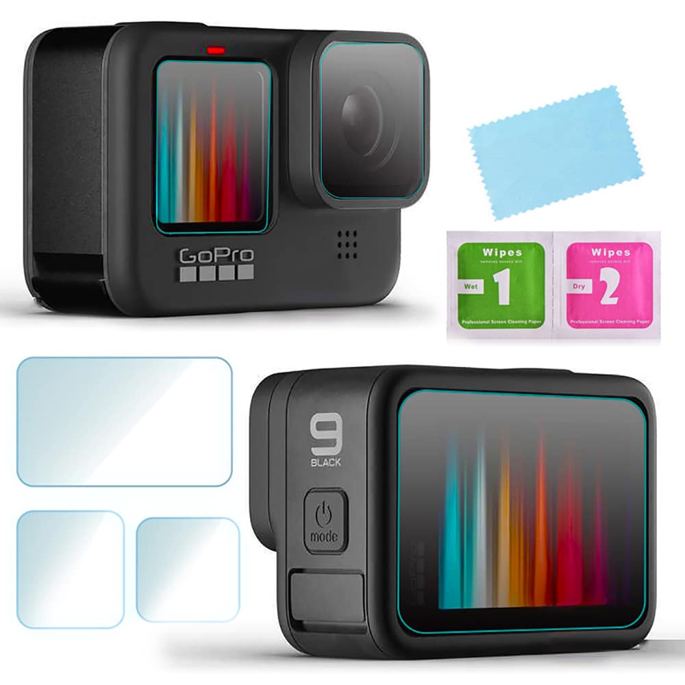MOJOGEAR Screenprotector voor GoPro Hero 9 / Hero 10 / Hero 11 / Hero 12 - Gehard Glas (complete set)