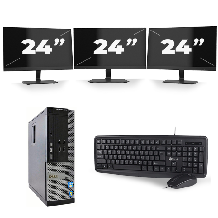 Dell Optiplex 9010 SFF - Intel Core i3-3e Generatie - 8GB RAM - 128GB SSD - Windows 10 + 3x 24 inch Monitor