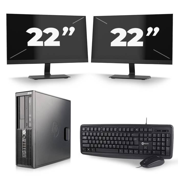 HP Z220 Workstation SFF - Intel Core i3-2e Generatie - 8GB RAM - 128GB SSD - Windows 10 + 2x 22 inch Monitor