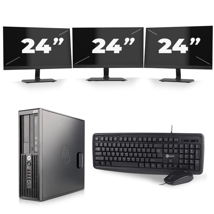 HP Z220 Workstation SFF - Intel Core i3-2e Generatie - 8GB RAM - 128GB SSD - Windows 10 + 3x 24 inch Monitor
