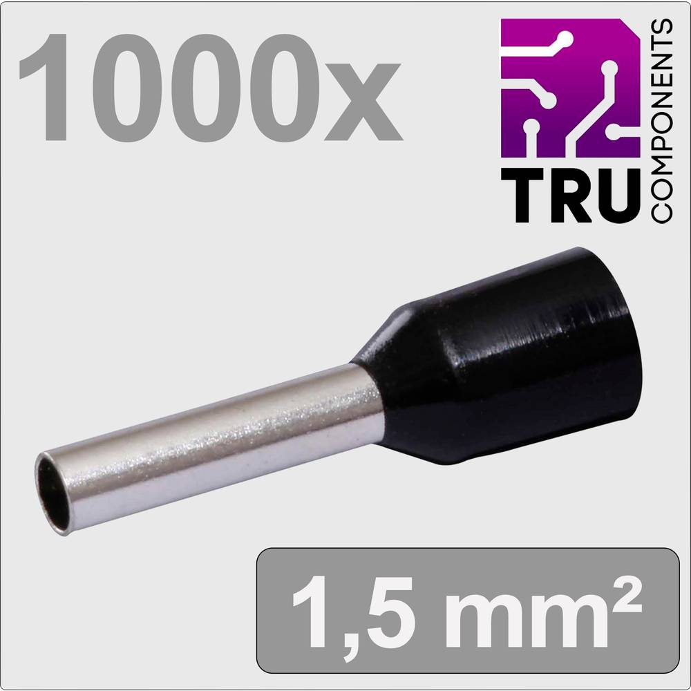 TRU COMPONENTS TC-13377204 Adereindhulzen 1.5 mm² Deels geïsoleerd Zwart 1000 stuk(s)