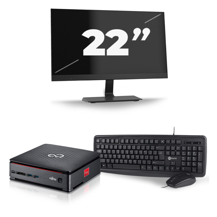 Fujitsu Esprimo Q520 USFF - Intel Core i3-4e Generatie - 8GB RAM - 128GB SSD - Windows 10 + 1x 22 inch Monitor