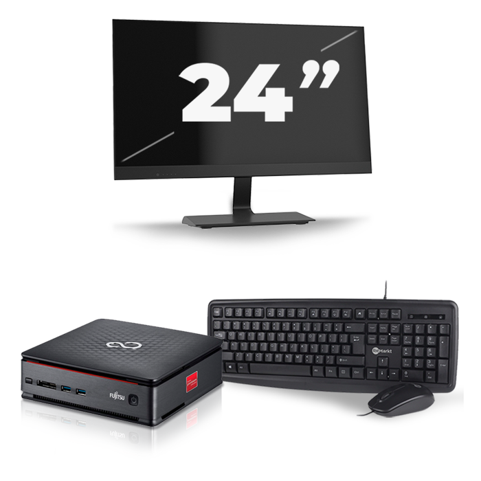 Fujitsu Esprimo Q520 USFF - Intel Core i3-4e Generatie - 8GB RAM - 128GB SSD - Windows 10 + 1x 24 inch Monitor
