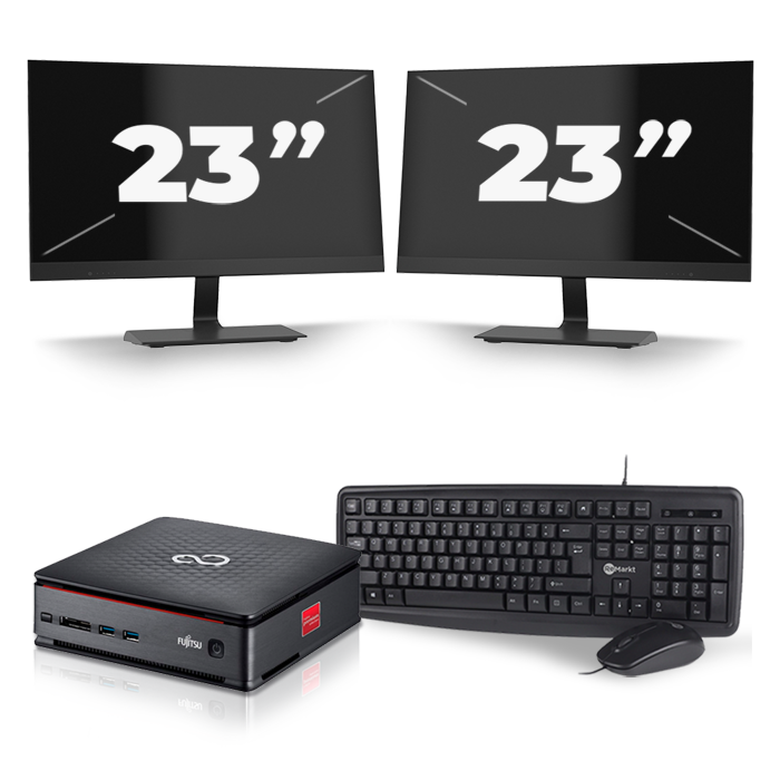 Fujitsu Esprimo Q520 USFF - Intel Core i7-4e Generatie - 16GB RAM - 512GB SSD - Windows 10 + 2x 23 inch Monitor