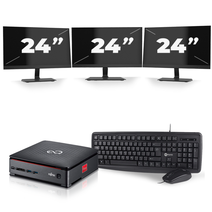 Fujitsu Esprimo Q520 USFF - Intel Core i3-4e Generatie - 8GB RAM - 128GB SSD - Windows 10 + 3x 24 inch Monitor