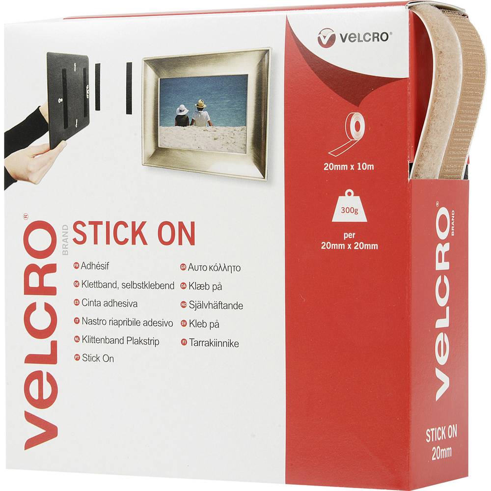 VELCRO VEL-EC60221 Klittenband Om vast te plakken Haak- en lusdeel (l x b) 10000 mm x 20 mm Beige 10 m