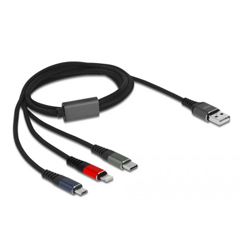 Delock USB-kabel USB 2.0 USB-A stekker, USB-micro-B stekker, Apple Lightning stekker, USB-C 1.00 m Groen 87277