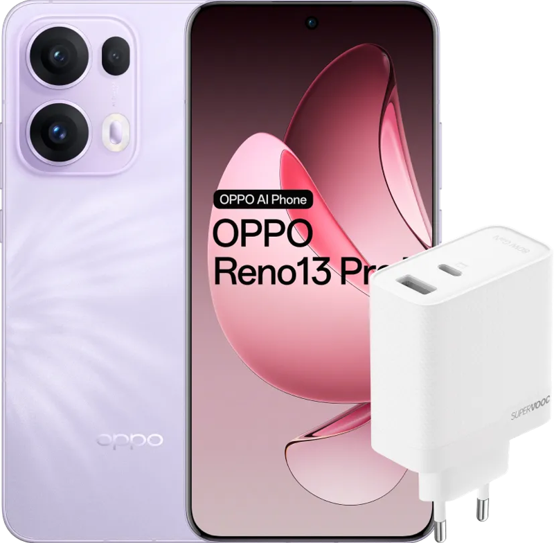 Oppo Reno13 Pro 512GB Paars 5G +  SuperVOOC Oplader 80W met 2 Poorten