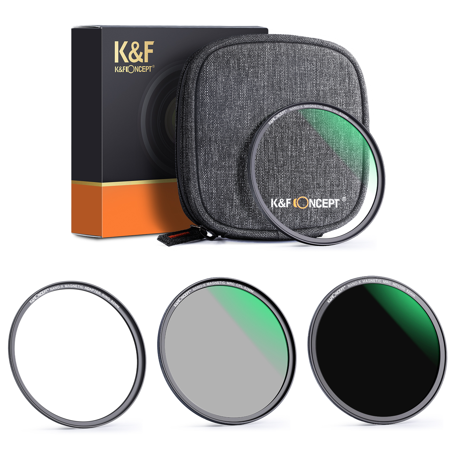 K&F Concept Magnetische lensfilter-kit CPL-ND-UV Nano X 62mm