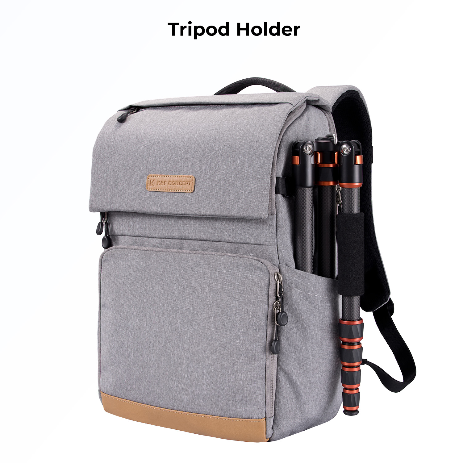 K&F Concept Camera rugzak Grijs/Bruin met regenhoes 22 liter