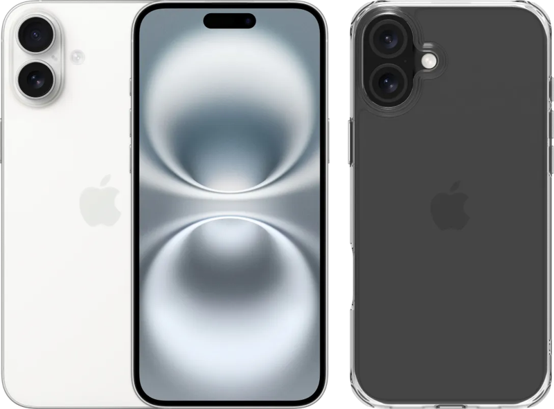 Apple iPhone 16 Plus 128GB Wit + BlueBuilt Protective Back Cover Transparant