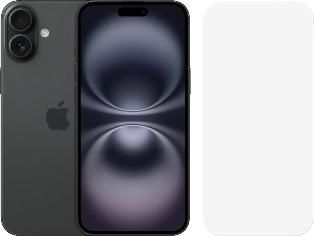 Apple iPhone 16 Plus 128GB Zwart + BlueBuilt Screenprotector Glas