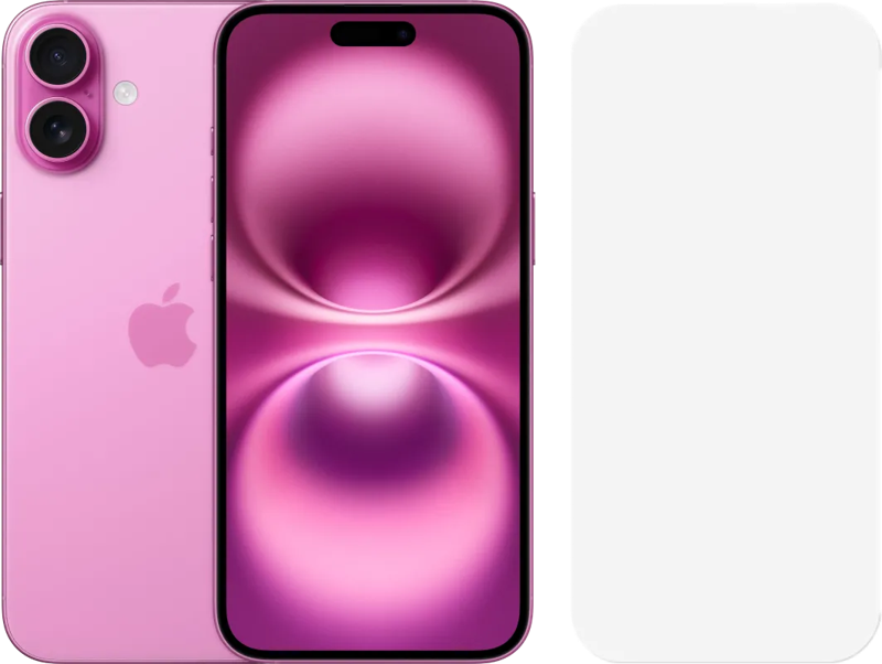 Apple iPhone 16 Plus 128GB Roze + BlueBuilt Screenprotector Glas