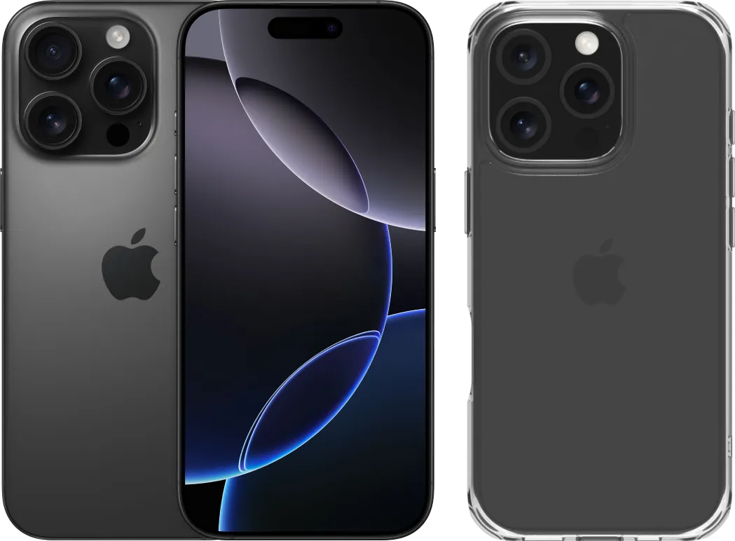 Apple iPhone 16 Pro 256GB Black Titanium + BlueBuilt Protective Back Cover Transparant