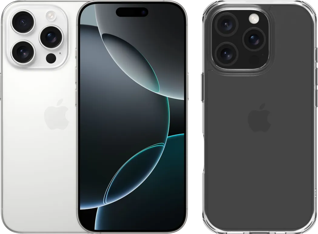 Apple iPhone 16 Pro 256GB White Titanium + BlueBuilt Protective Back Cover Transparant