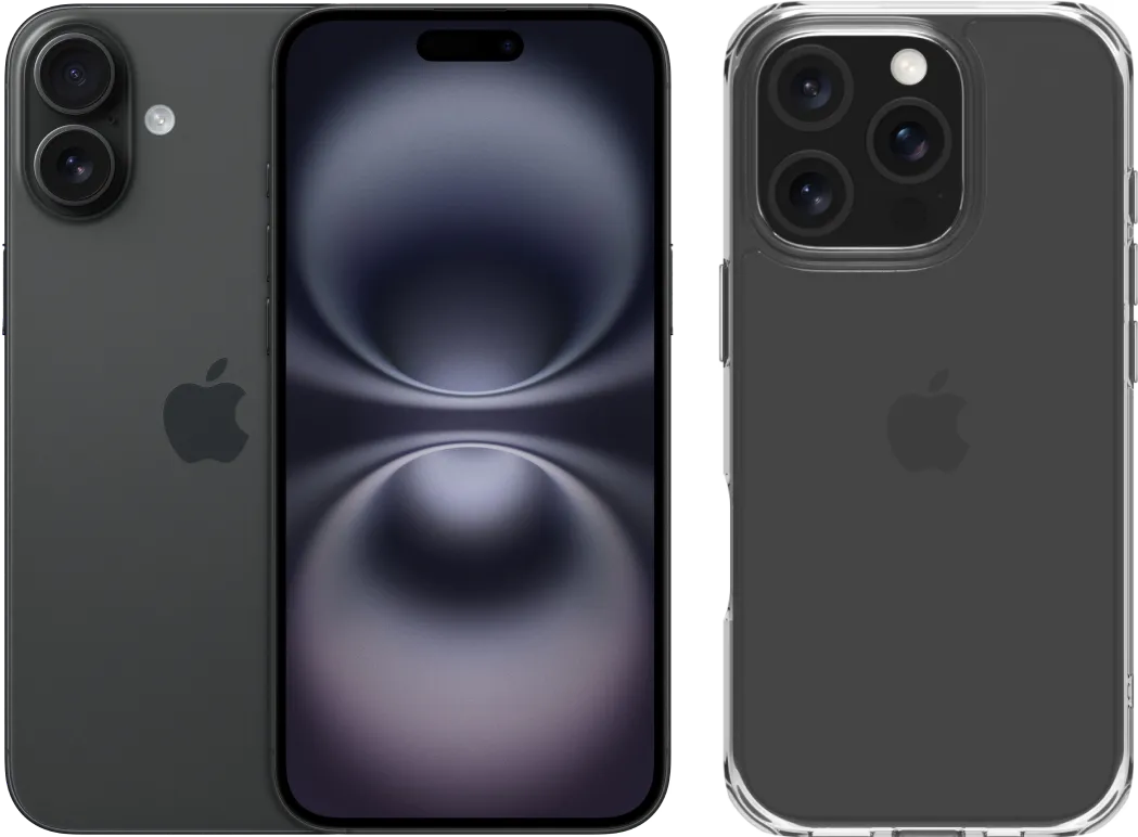 Apple iPhone 16 512GB Zwart + BlueBuilt Protective Back Cover Transparant