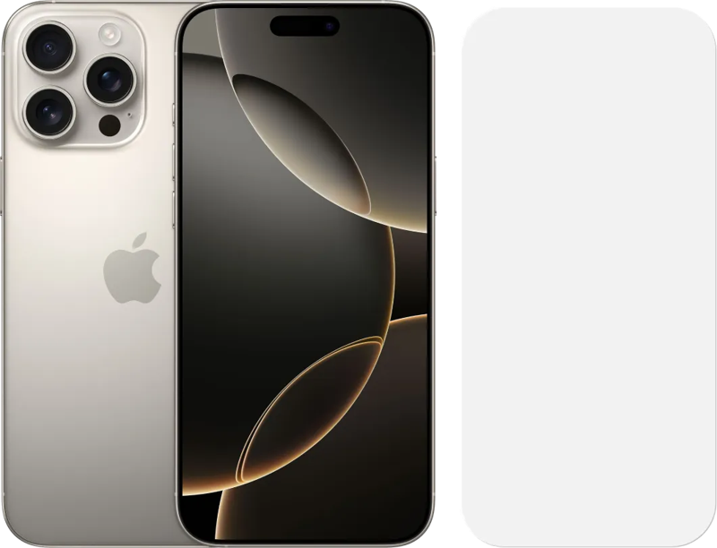 Apple iPhone 16 Pro Max 256GB Natural Titanium + BlueBuilt Screenprotector Glas
