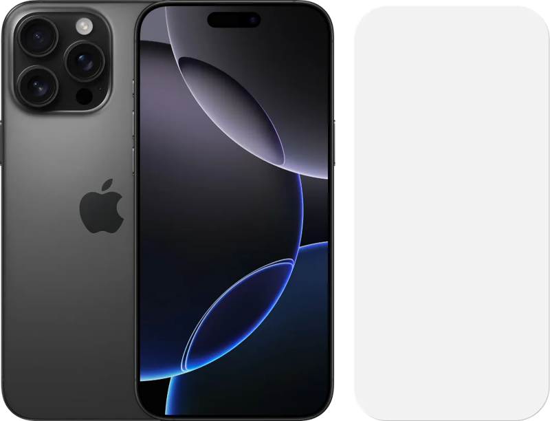 Apple iPhone 16 Pro Max 512GB Black Titanium + BlueBuilt Screenprotector Glas