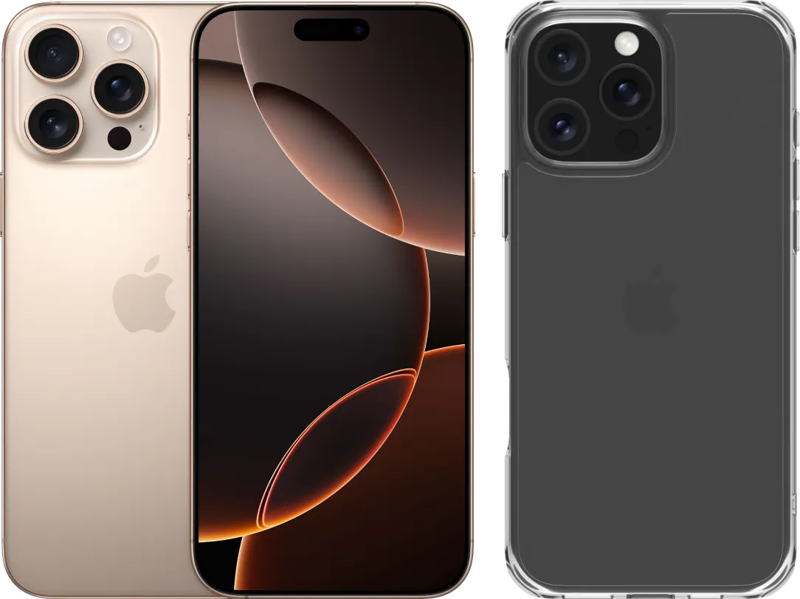 Apple iPhone 16 Pro Max 512GB Desert Titanium + BlueBuilt Back Cover Transparant