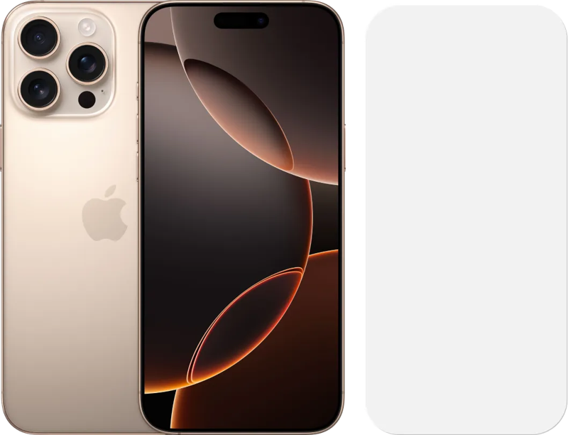 Apple iPhone 16 Pro Max 1TB Desert Titanium + BlueBuilt Screenprotector Glas