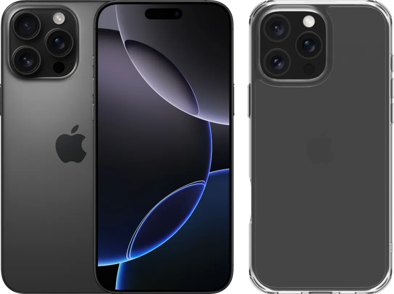 Apple iPhone 16 Pro Max 1TB Black Titanium + BlueBuilt Protective Back Cover Transparant