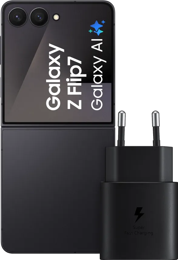 Samsung Galaxy Z Flip 7 512GB Zwart 5G +  Oplader 25 Watt Zwart