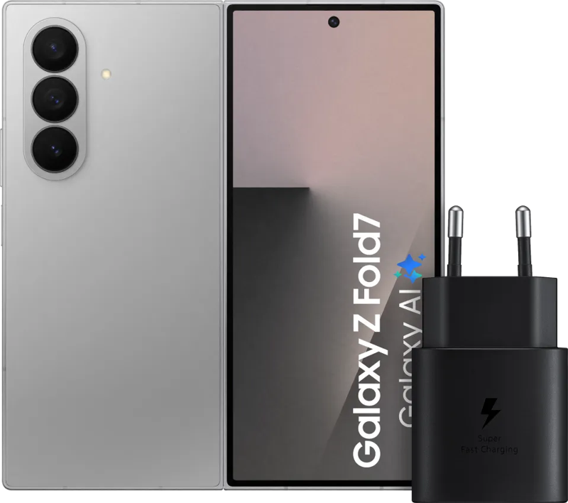Samsung Galaxy Z Fold 7 256GB Zilver 5G +  Oplader 25 Watt Zwart