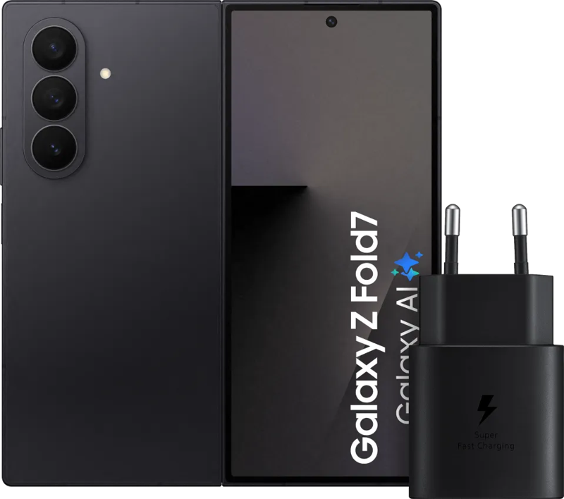 Samsung Galaxy Z Fold 7 512GB Zwart 5G +  Oplader 25 Watt Zwart