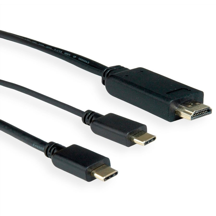 Roline USB-C naar HDMI 4K 60Hz en USB-C PD 60W (v) kabel / zwart - 1 meter