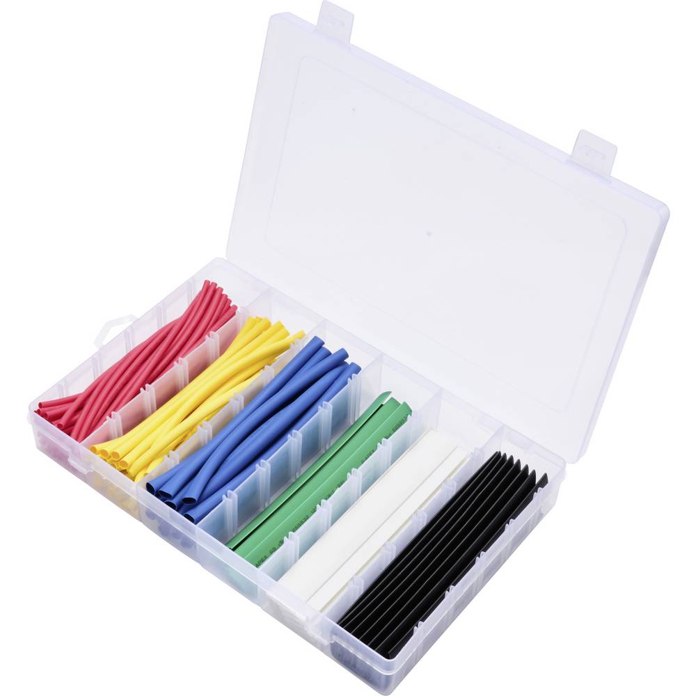TRU COMPONENTS TC-13388812 Krimpkous assortiment Rood, Geel, Blue, Groen, Wit, Zwart Krimpverhouding:2:1 120 stuk(s)